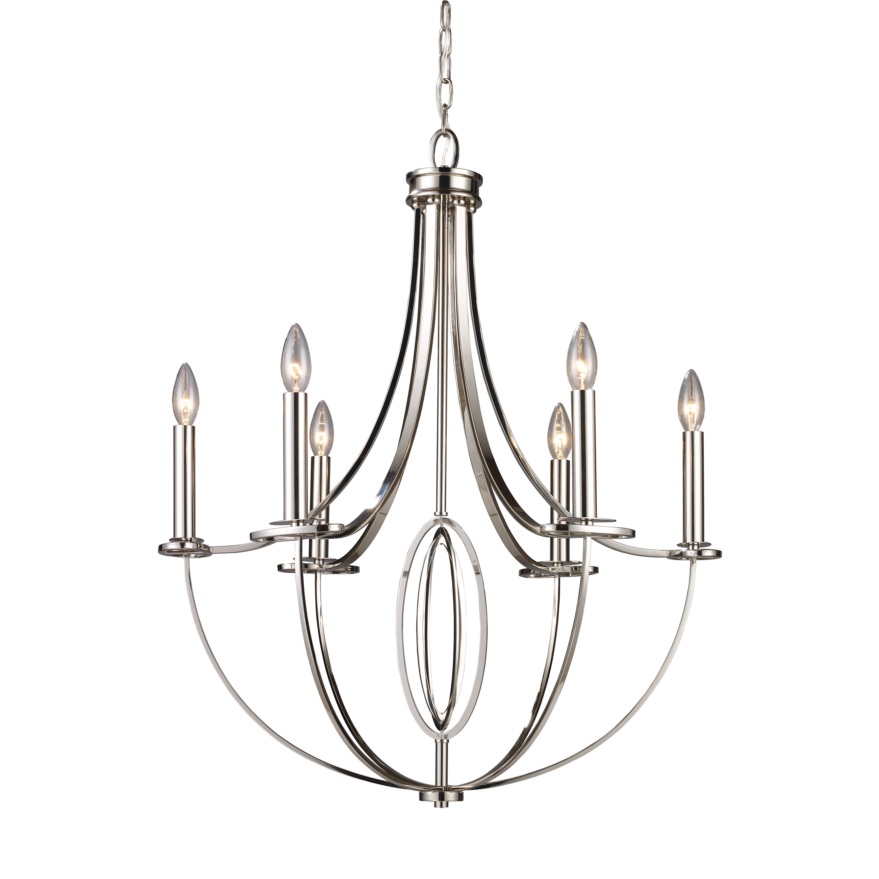 Demo FT product - Dione 25'' Wide 6-Light Chandelier - Polished Nickel