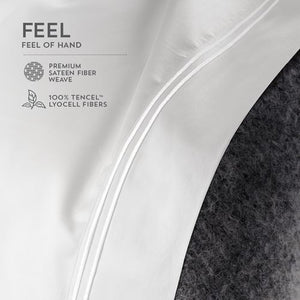 premium sateen fiber weave - Softer than Silk - Curated By Norwood | fits mattresses up to 18 inches deep and features premium features that allow it to fit adjustable bases and beds | Tencel Fibers Sheets