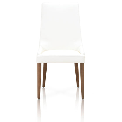 Aurora Dining Chair  - Alabaster Leather, Walnut