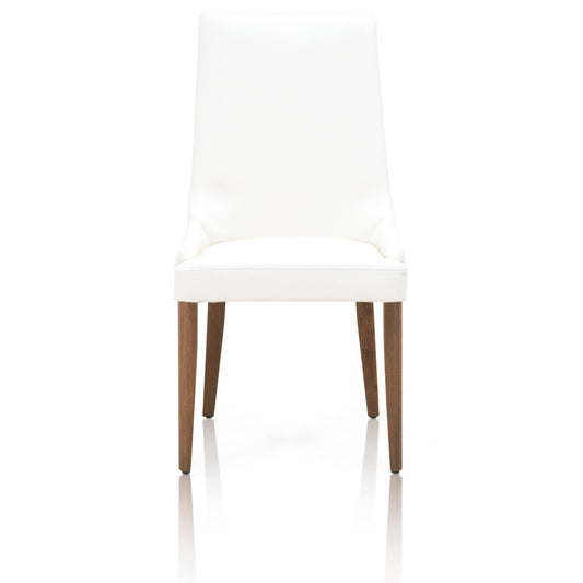 Aurora Dining Chair  - Alabaster Leather, Walnut