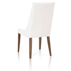 Aurora Dining Chair  - Alabaster Leather, Walnut
