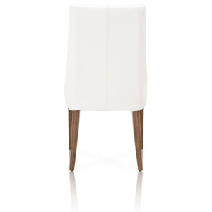 Aurora Dining Chair  - Alabaster Leather, Walnut