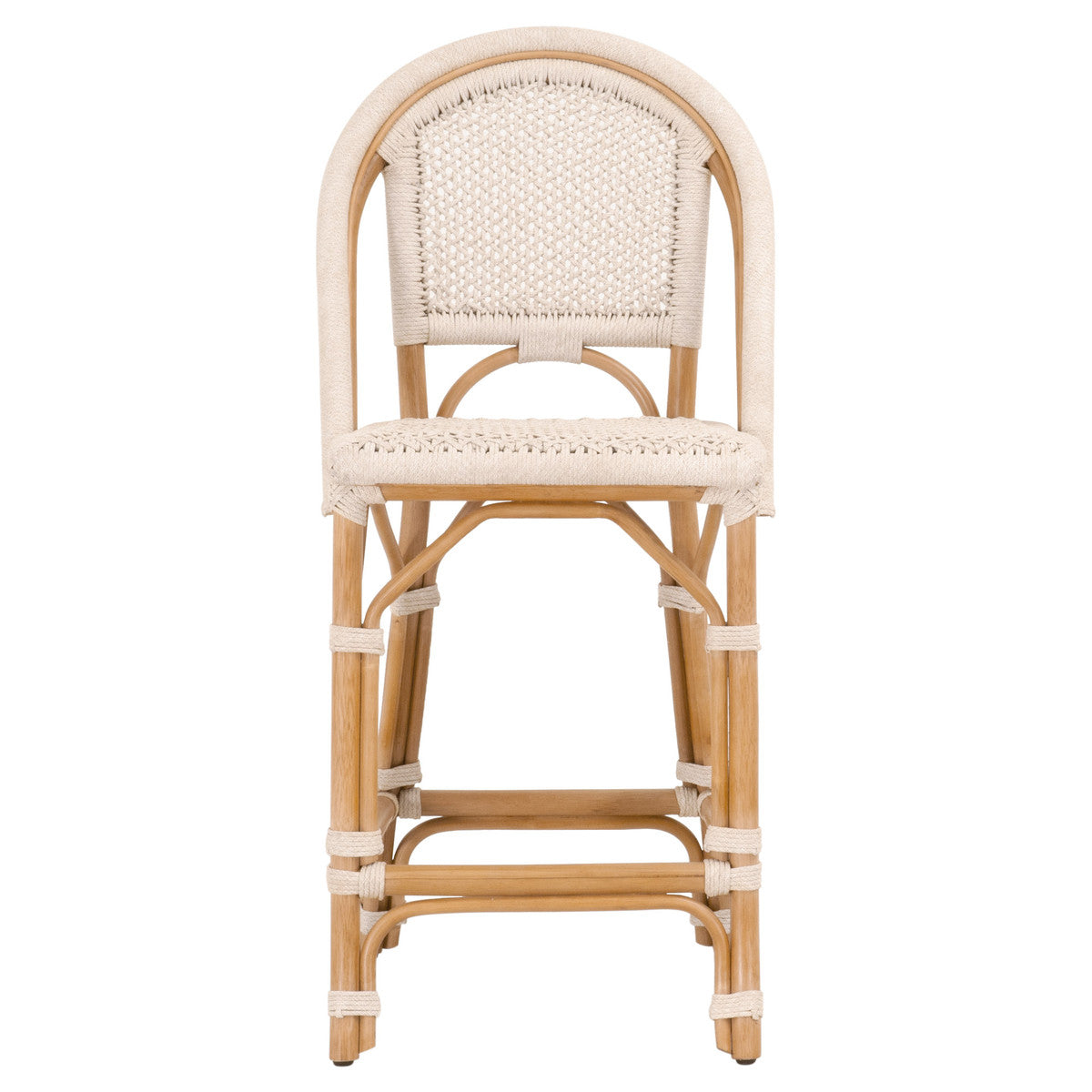 Brisas Counter Stool in Natural & White Flat Rope, Natural Rattan