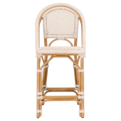 Brisas Counter Stool in Natural & White Flat Rope, Natural Rattan