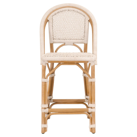 Brisas Counter Stool in Natural & White Flat Rope, Natural Rattan