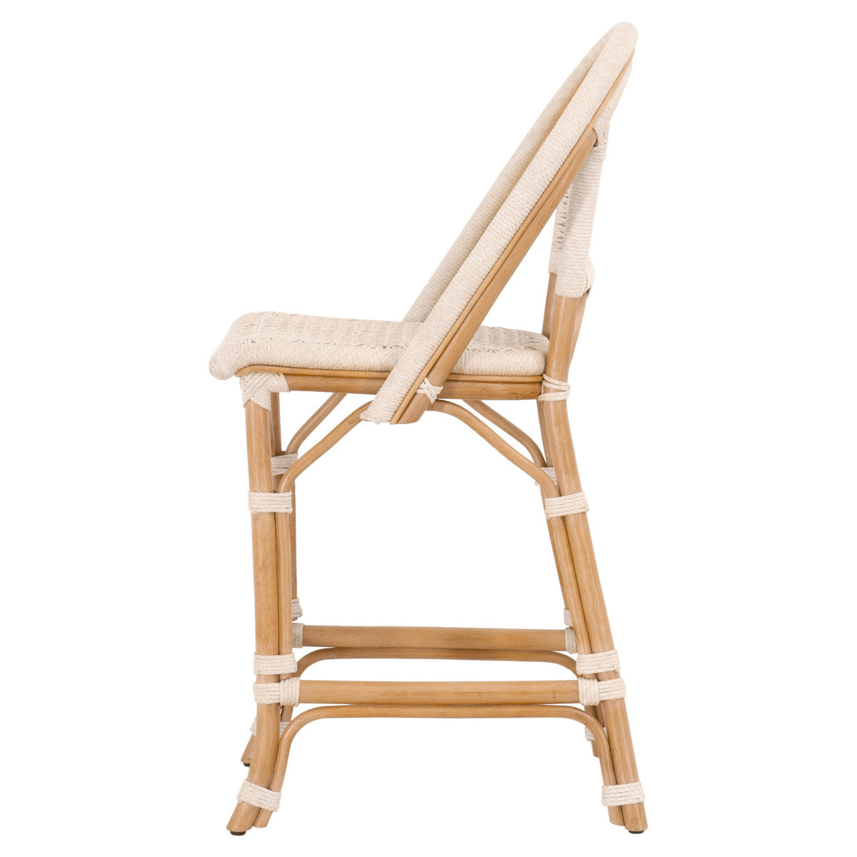 Brisas Counter Stool in Natural & White Flat Rope, Natural Rattan