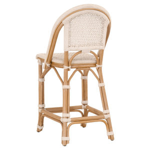 Brisas Counter Stool in Natural & White Flat Rope, Natural Rattan