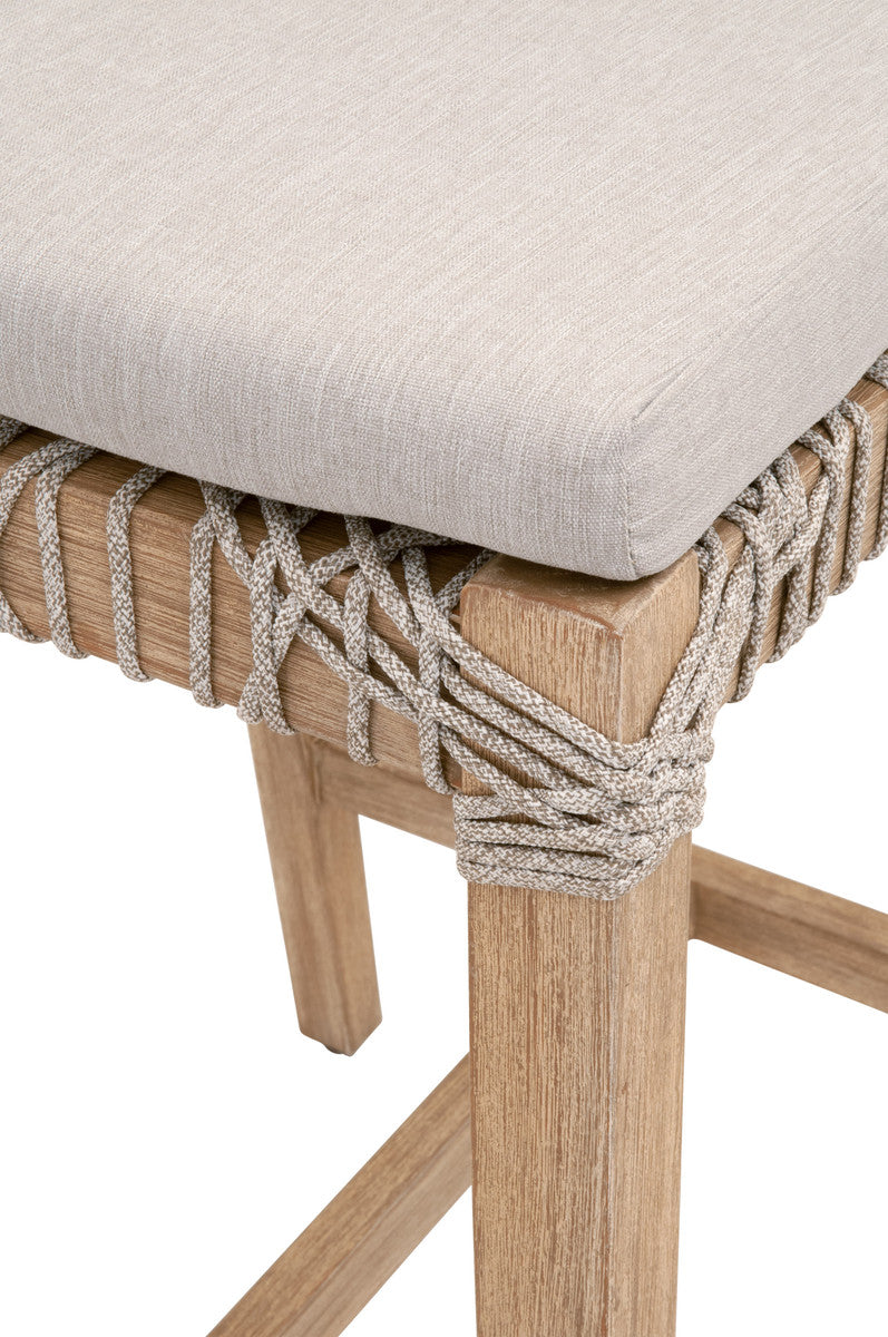 Costa Counter Stool in Taupe & White Flat Rope, Pumice, Natural Gray Mahogany
