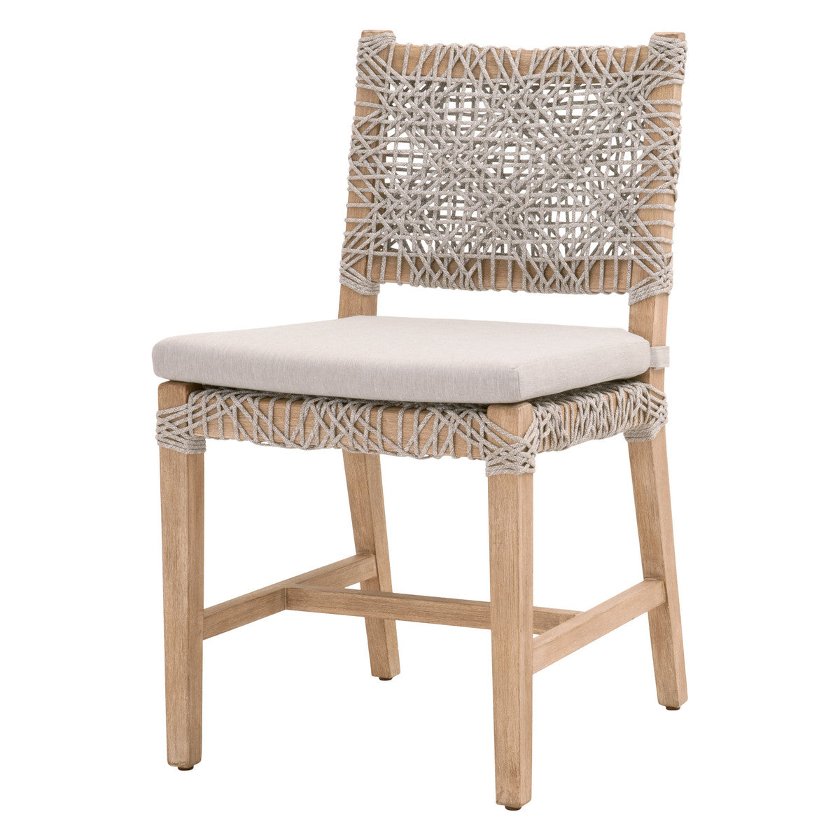 Costa Dining Chair - Taupe & White Flat Rope, Pumice, Natural Gray Mahogany