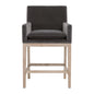 Drake Counter Stool in Dark Dove Velvet, Natural Gray Oak