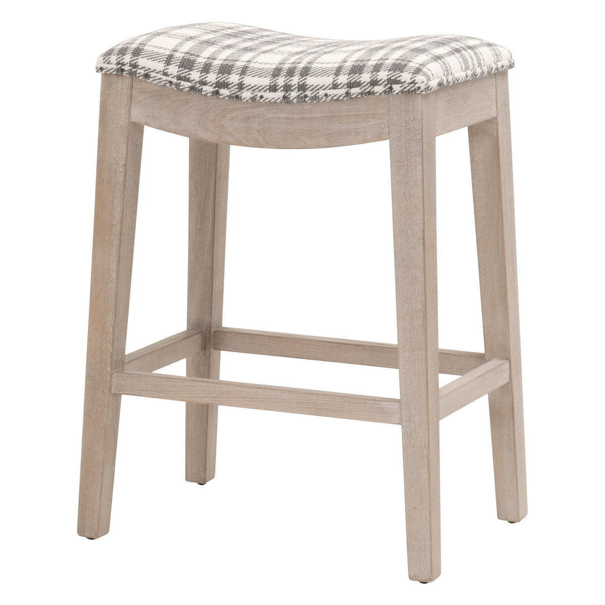 Harper Counter Stool in Tartan Charcoal, Natural Gray Ash