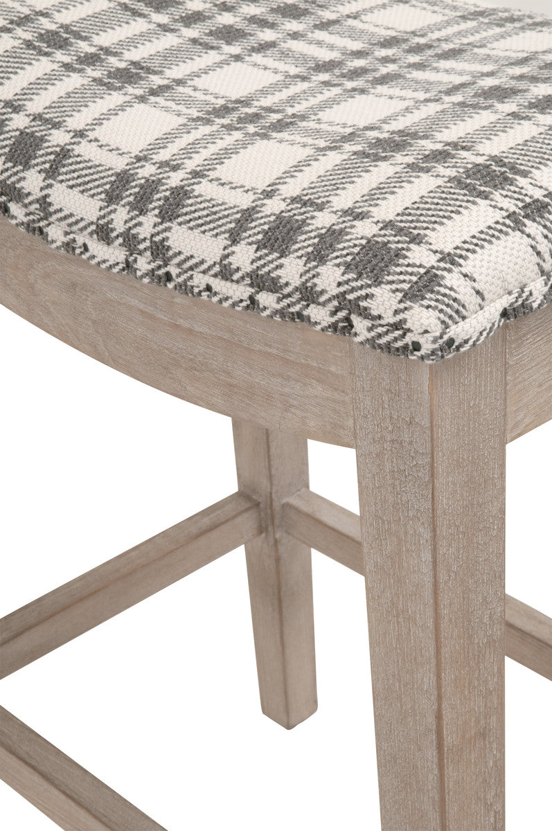 Harper Counter Stool in Tartan Charcoal, Natural Gray Ash