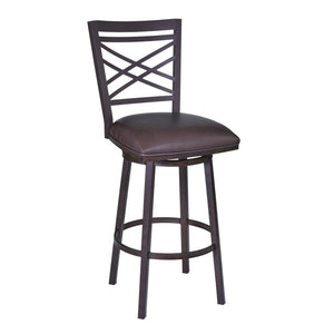 Fargo Counter Stool or Barstool in Auburn Bay finish with Brown Pu upholstery