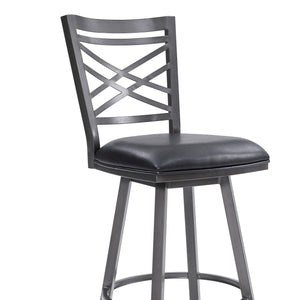 Fargo Counter Stool or Barstool in Mineral Finish with Black Faux Leather