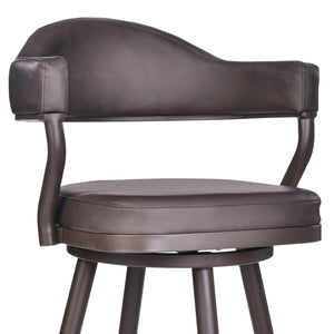Justin Counter Stool or Barstool in a Brown Powder Coated Finish and Vintage Brown Faux Leather