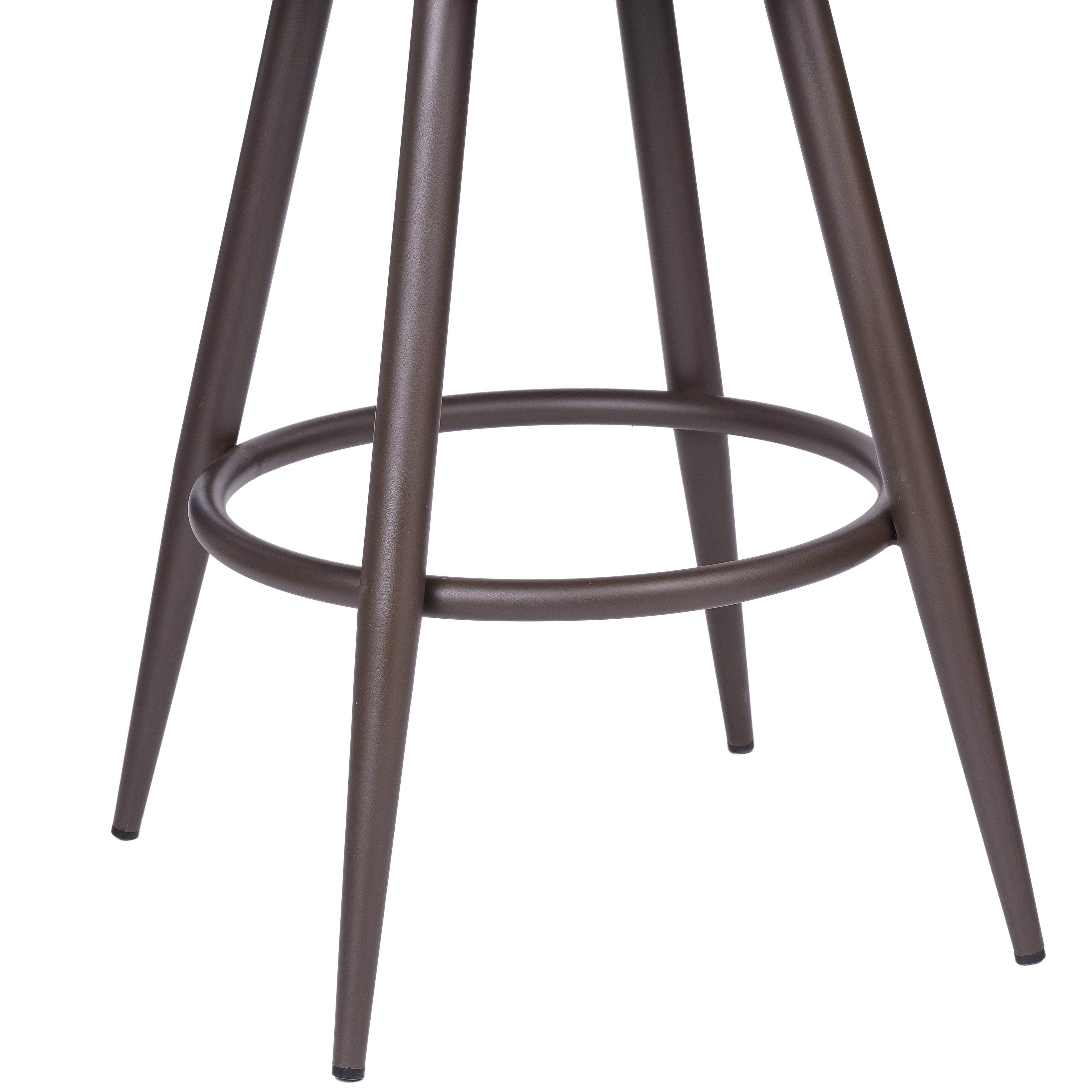 Justin Counter Stool or Barstool in a Brown Powder Coated Finish and Vintage Brown Faux Leather