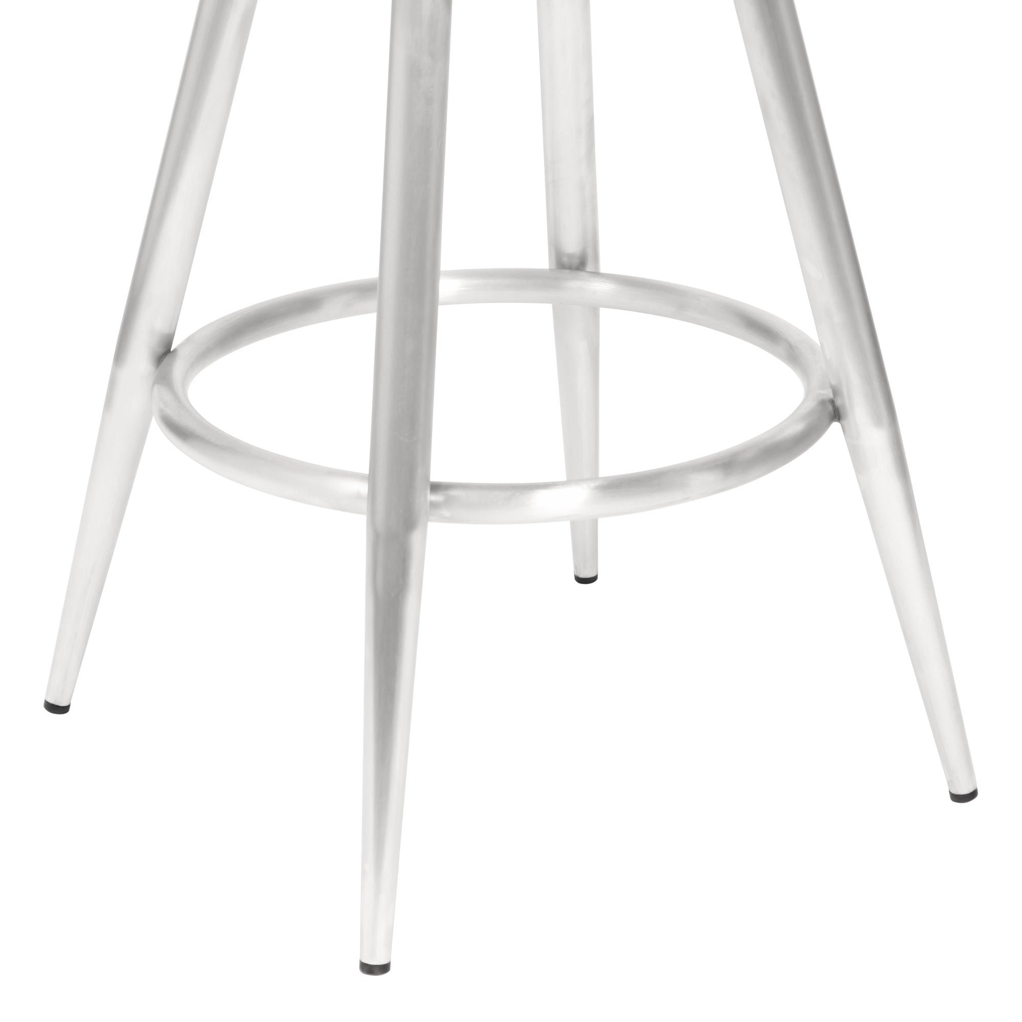 Justin Counter Stool or Barstool in Brushed Stainless Steel and Vintage Black Faux Leather