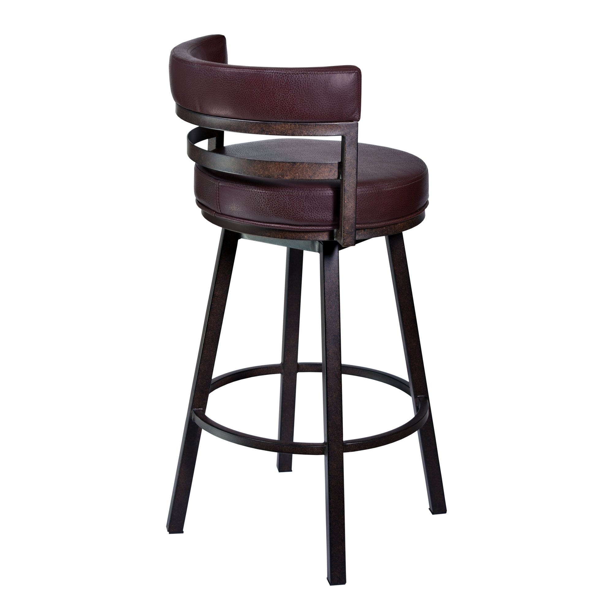 Madrid Counter Stool or Barstool in Auburn Bay finish with Brown PU upholstery