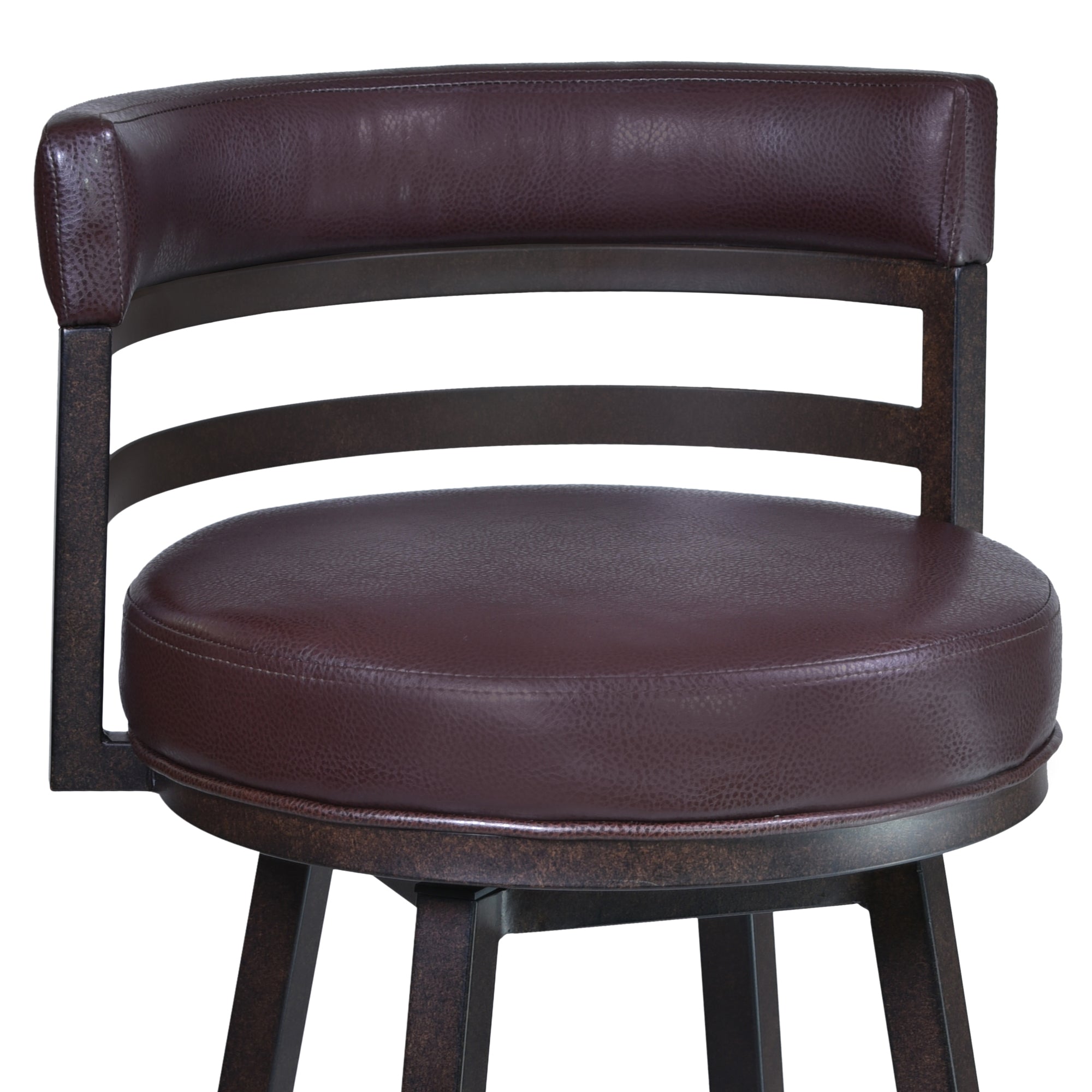 Madrid Counter Stool or Barstool in Auburn Bay finish with Brown PU upholstery