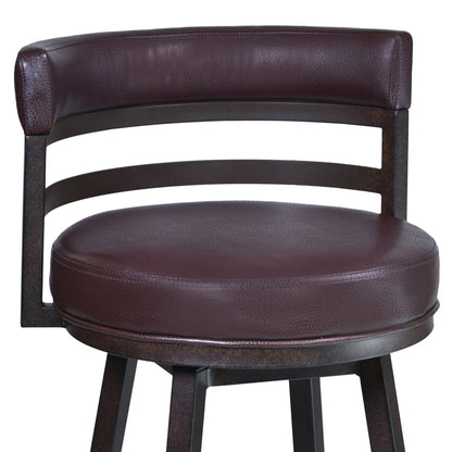 Madrid Counter Stool or Barstool in Auburn Bay finish with Brown PU upholstery