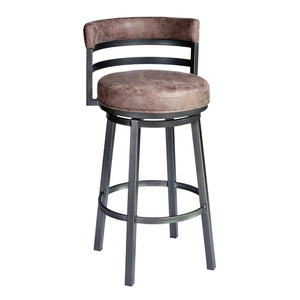 Madrid Counter Stool or Barstool in Mineral finish with Bandero Tobacco upholstery