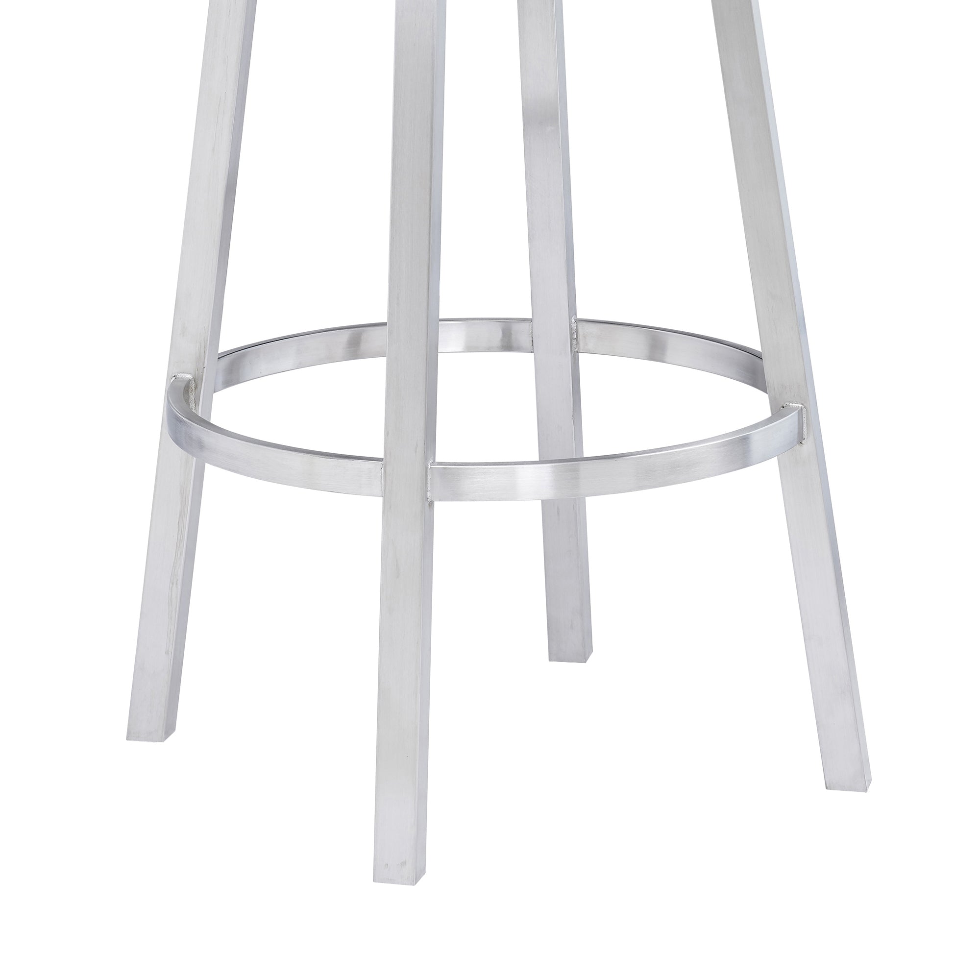 Madrid Contemporary Counter Stool or Barstool in Brushed Stainless Steel Finish and White Faux Leather