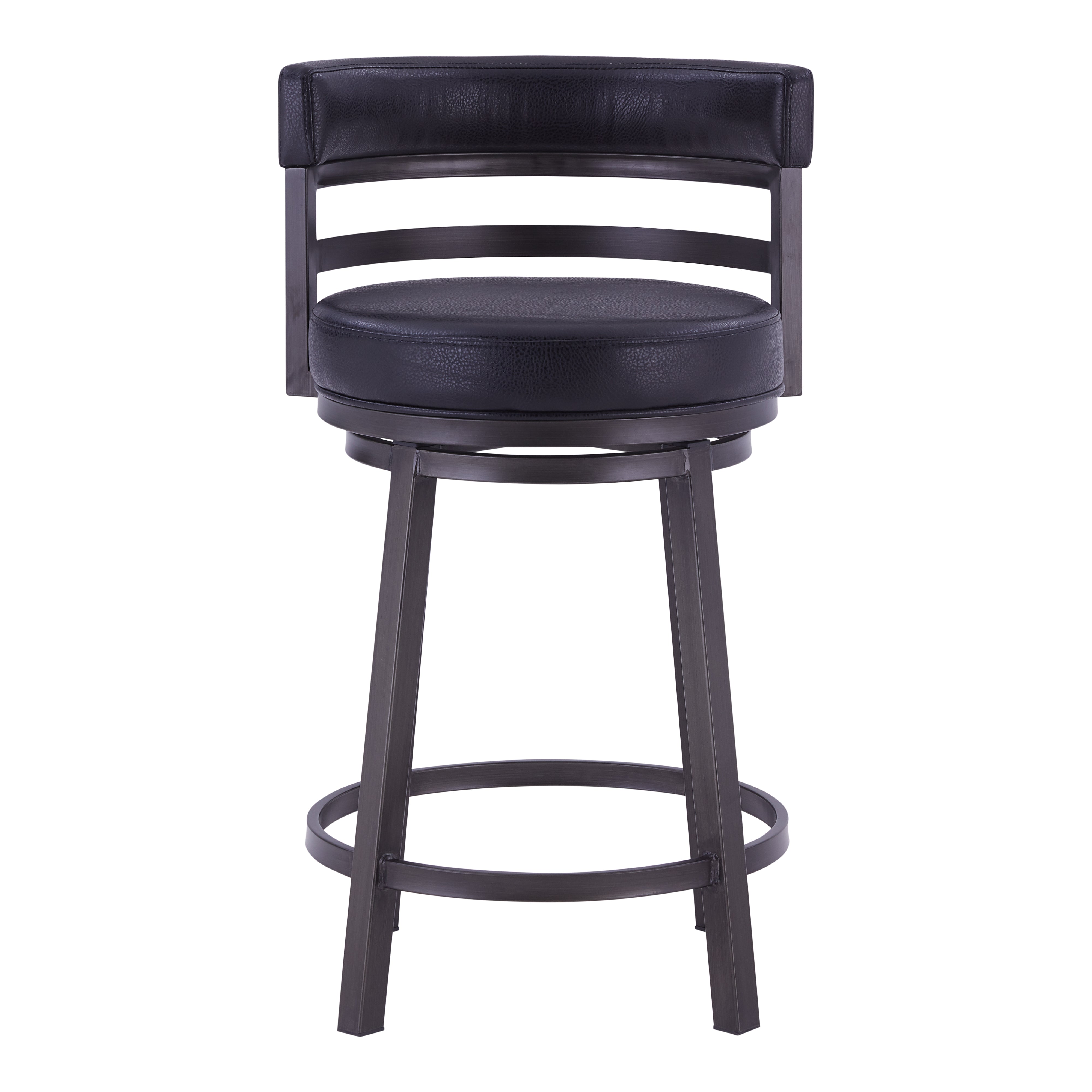 Madrid Counter Stool or Barstool Metal Swivel Barstool in Ford Black Pu and Black Finish