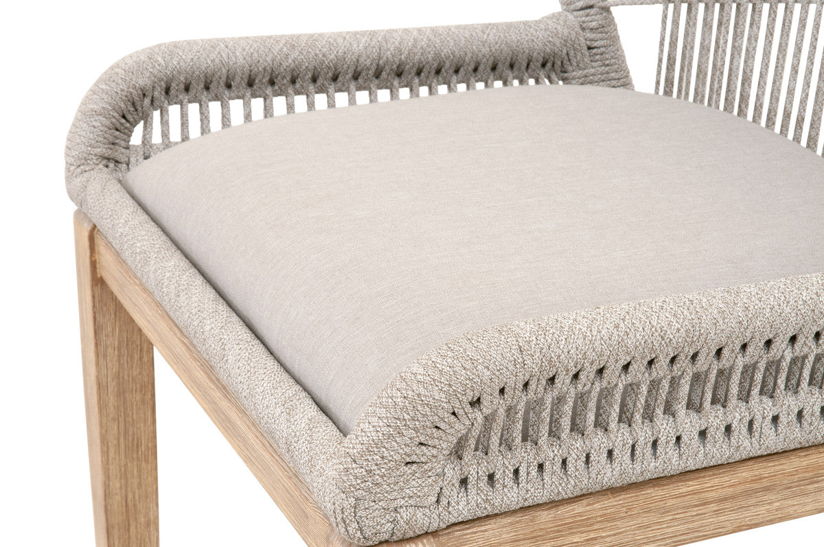 Loom Barstool - Taupe & White Flat Rope, Pumice, Natural Gray Mahogany