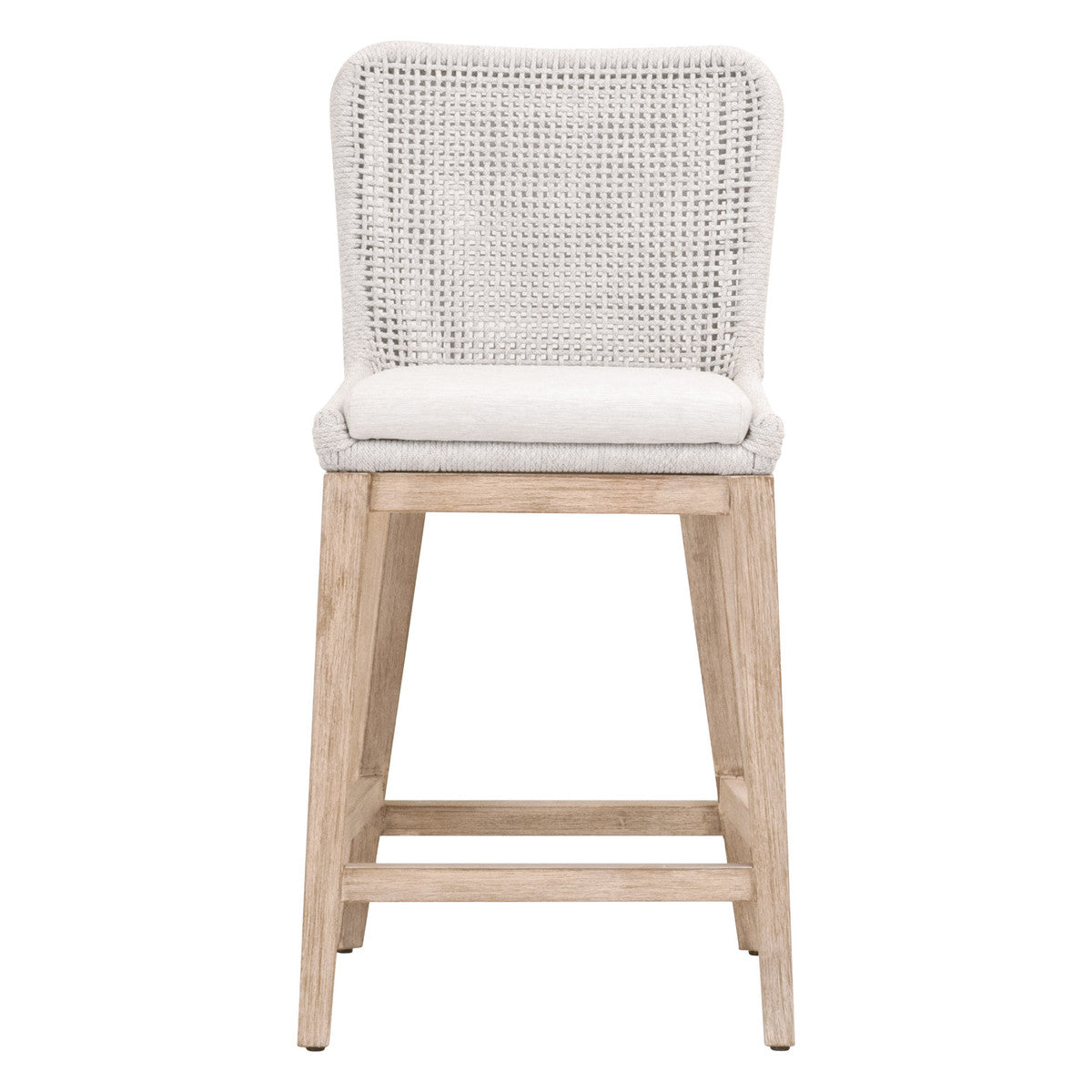 Mesh Counter Stool in White Speckle Flat Rope & Seat, Natural Gray Mahogany