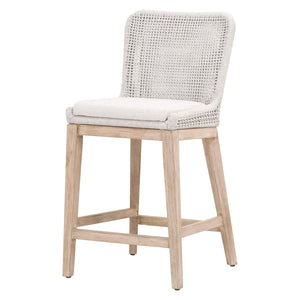 Mesh Counter Stool in White Speckle Flat Rope & Seat, Natural Gray Mahogany