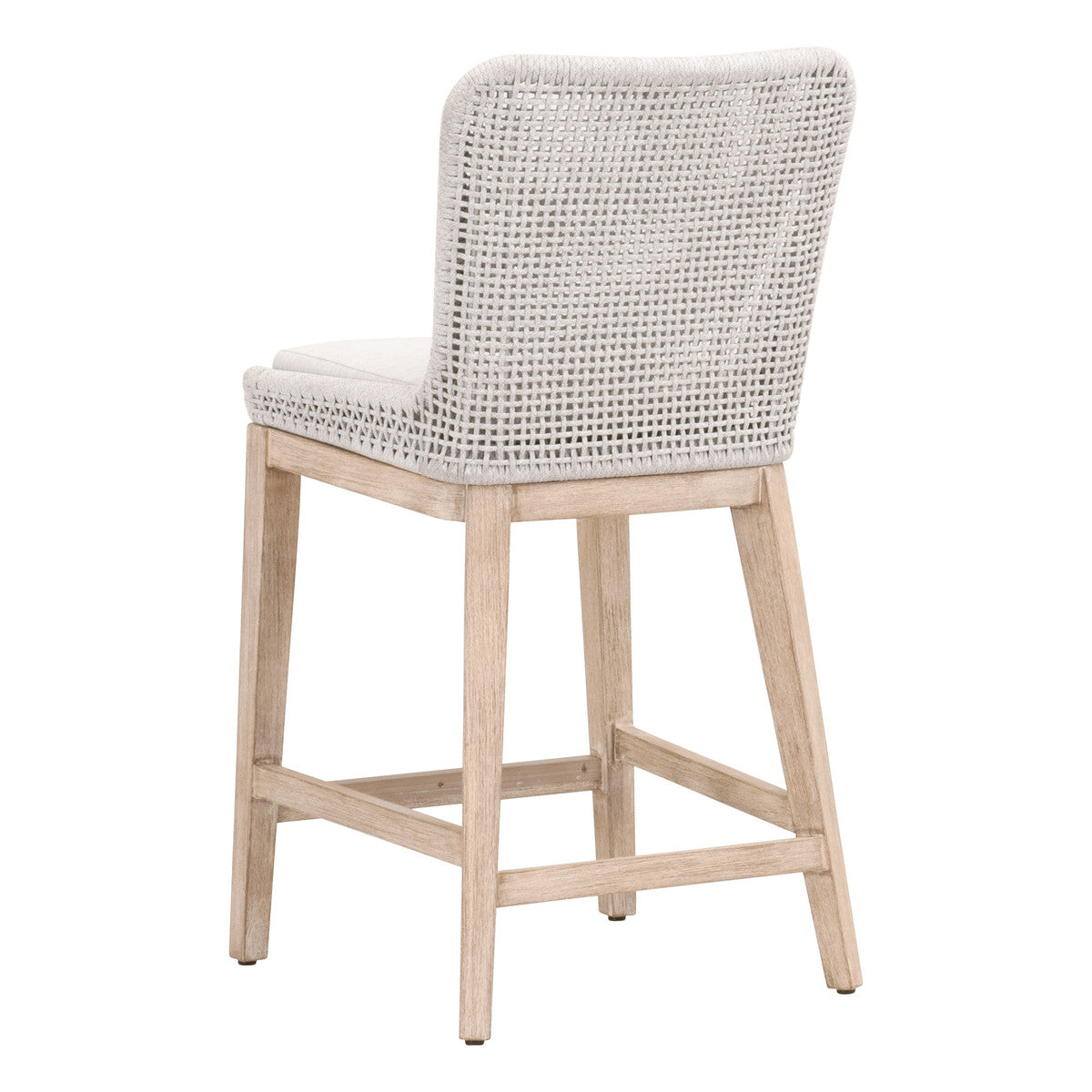Mesh Counter Stool in White Speckle Flat Rope & Seat, Natural Gray Mahogany