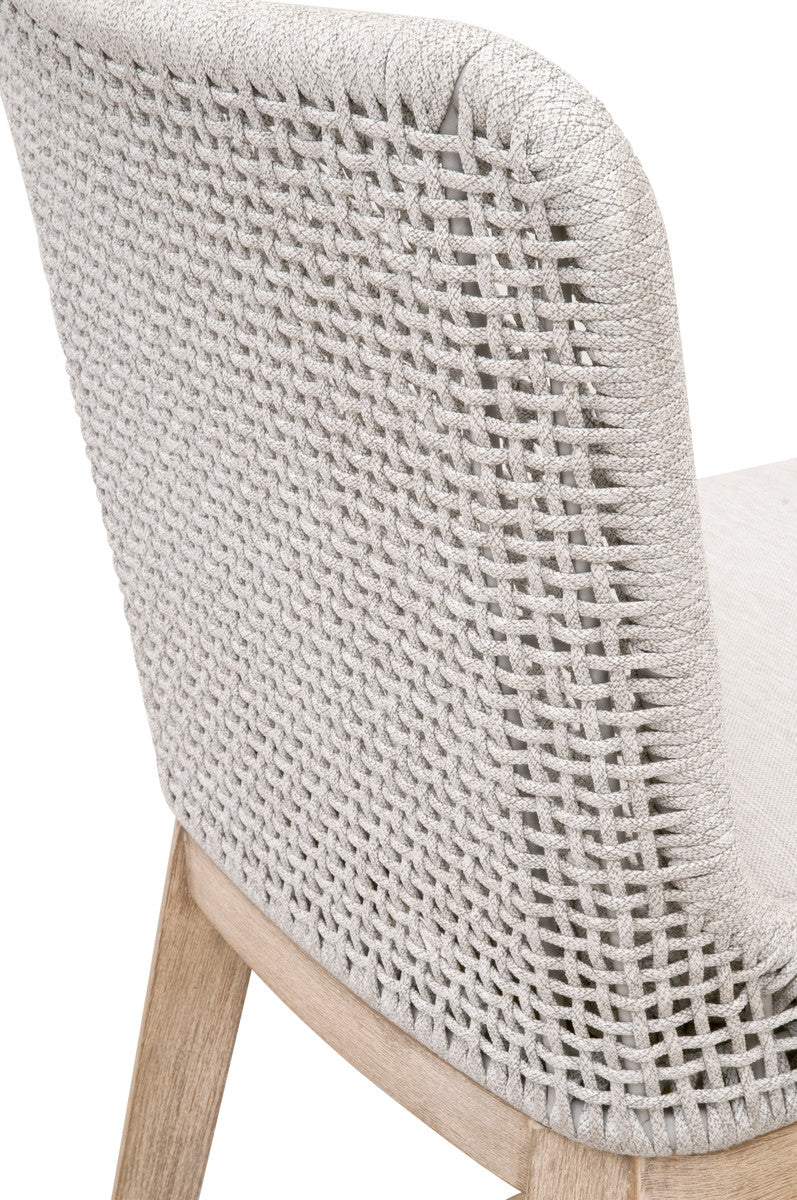 Mesh Counter Stool in White Speckle Flat Rope & Seat, Natural Gray Mahogany