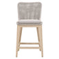 Mesh Outdoor Counter Stool in Taupe & White Flat Rope, Gray Teak, Pumice