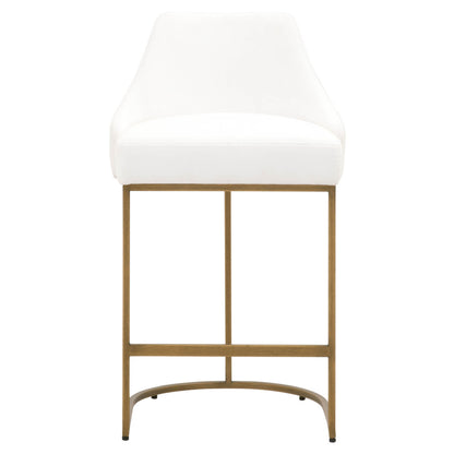Parissa Counter Stool in LiveSmart Peyton-Pearl, Brushed Gold