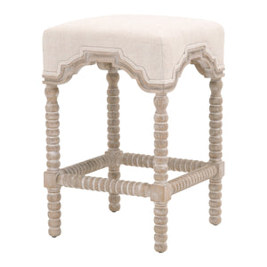 Rue Counter Stool in Bisque French Linen, Natural Gray Ash
