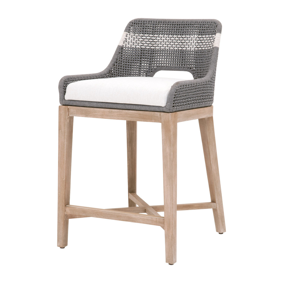 Tapestry Counter Stool in Dove Flat Rope, White Speckle Stripe, White Speckle, Natural Gray Mahogany