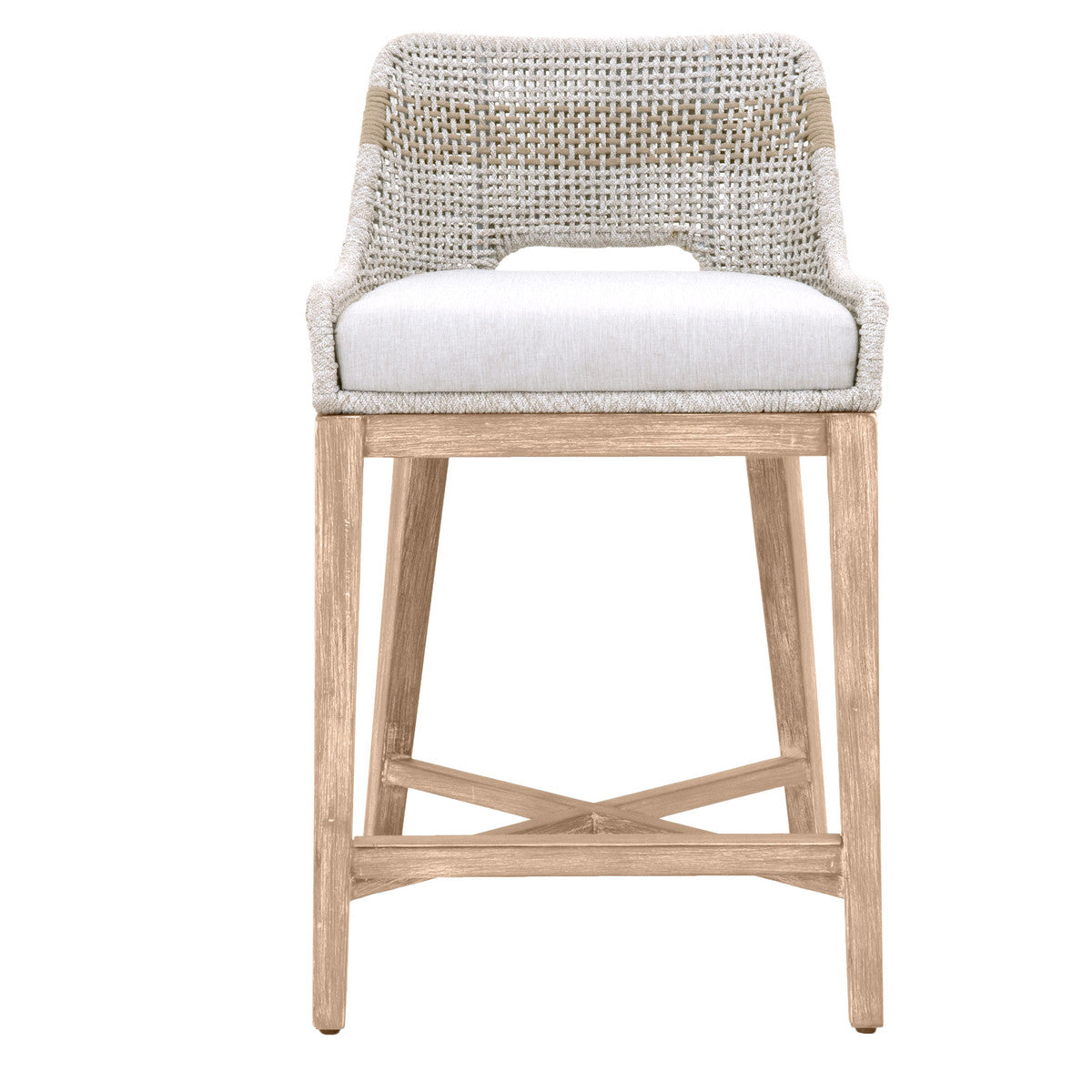 Tapestry Counter Stool in Taupe & White Flat Rope, Taupe Stripe, Pumice, Natural Gray Mahogany