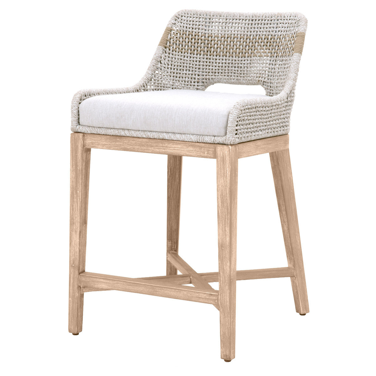 Tapestry Counter Stool in Taupe & White Flat Rope, Taupe Stripe, Pumice, Natural Gray Mahogany