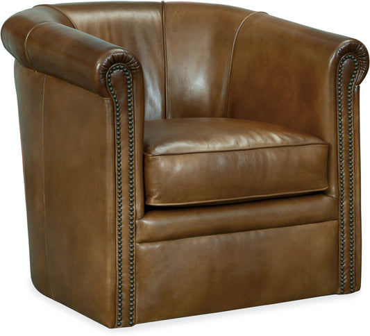 Hooker Furniture Living Room | Axton Swivel Leather Club Chair