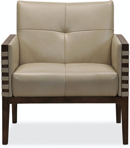 Hooker Furniture Living Room Carverdale Leather Club Chair w/Wood Frame