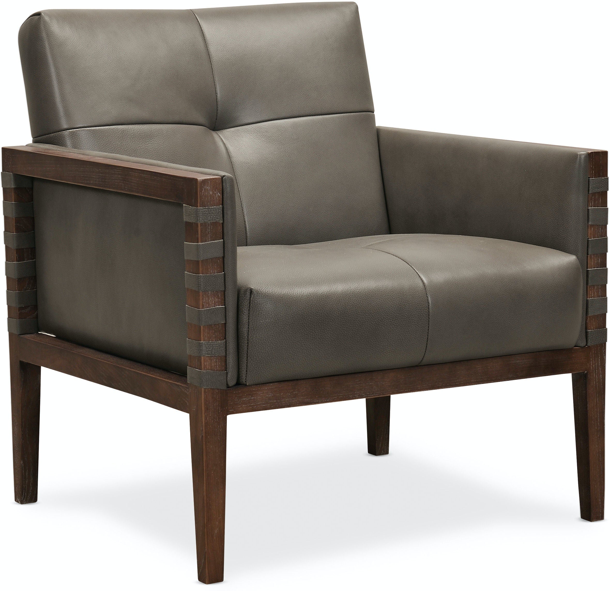 Grey Caverdale Leather Club Chair with Wood Frame