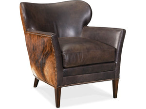 Hooker Furniture Living Room Kato Leather Club Chair w/ Dark HOH