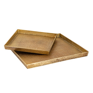 Square Linen Texture Trays Brass