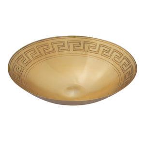 Greek Key Centerpiece Bowl - Brass
