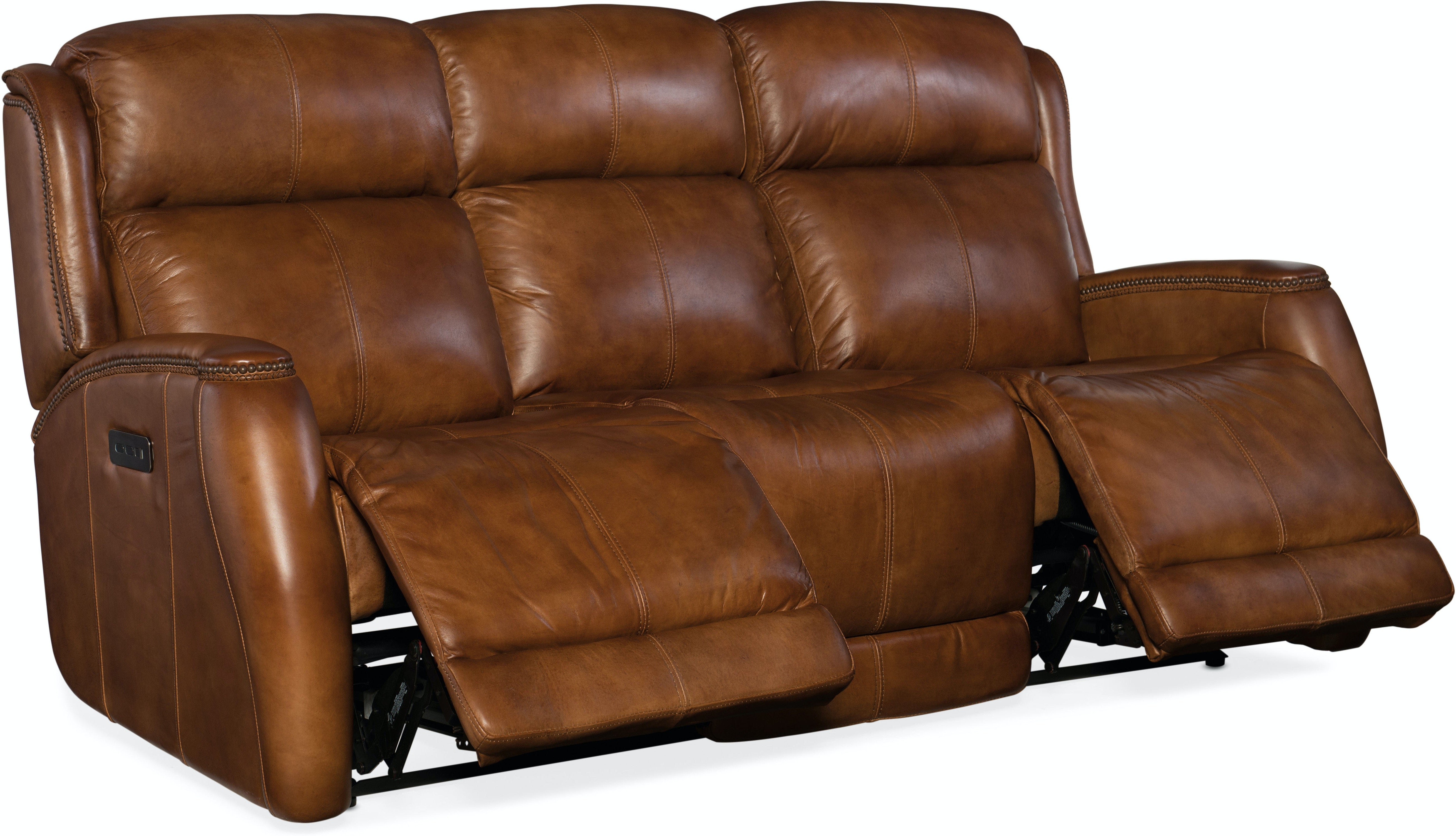 Hooker Furniture Living Room Emerson Power Recliner Sofa w/ Power Headrest